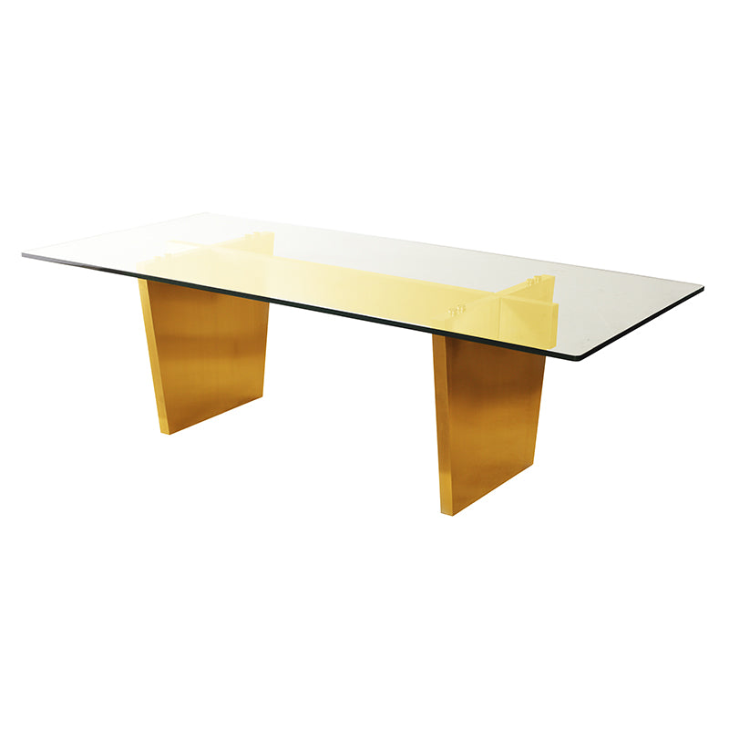 Aiden Brushed Gold Legs Clear Tempered Glass Top Dining Table | Nuevo - HGNA436