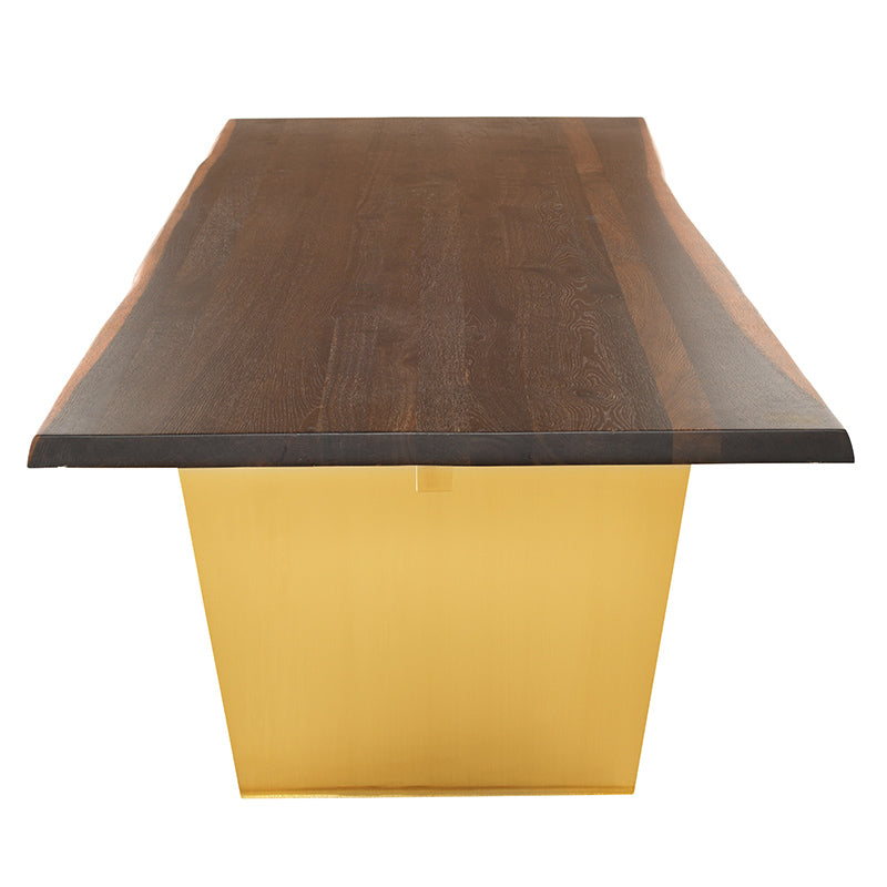 Aiden Seared Oak Top Brushed Gold Legs Dining Table | Nuevo - HGNA438