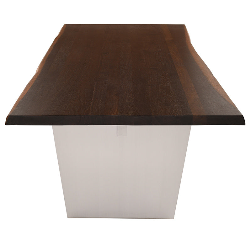 Aiden Seared Oak Top Brushed Stainless Legs Dining Table | Nuevo - HGNA451