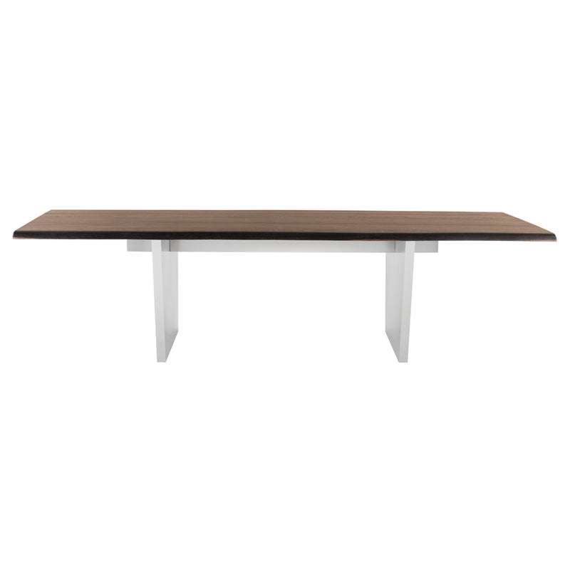 Aiden Seared Oak Top Brushed Stainless Legs Dining Table | Nuevo - HGNA453