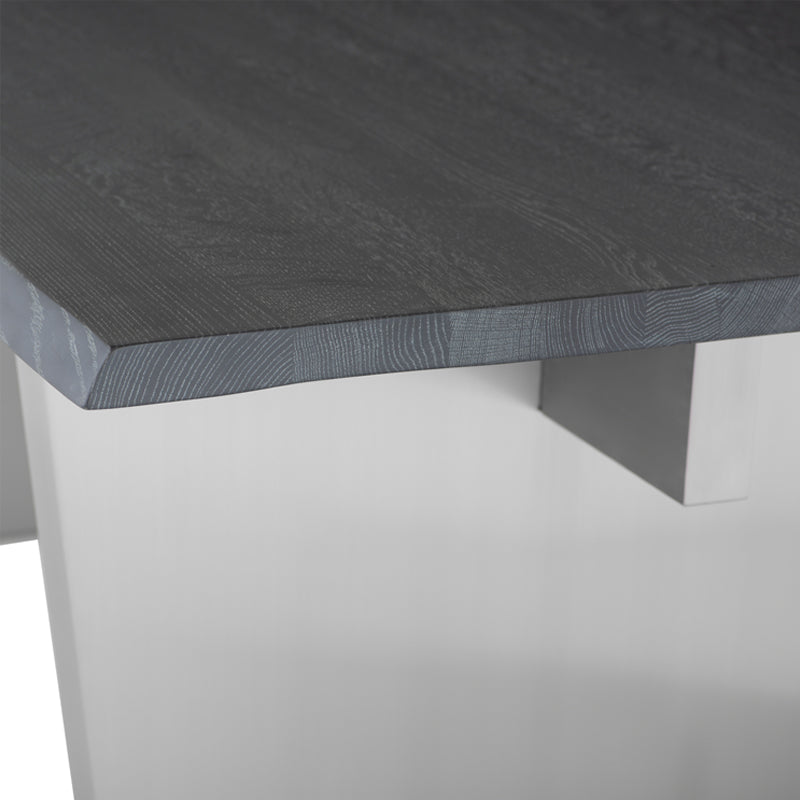 Aiden Oxidized Grey Oak Top Brushed Stainless Legs Dining Table | Nuevo - HGNA455