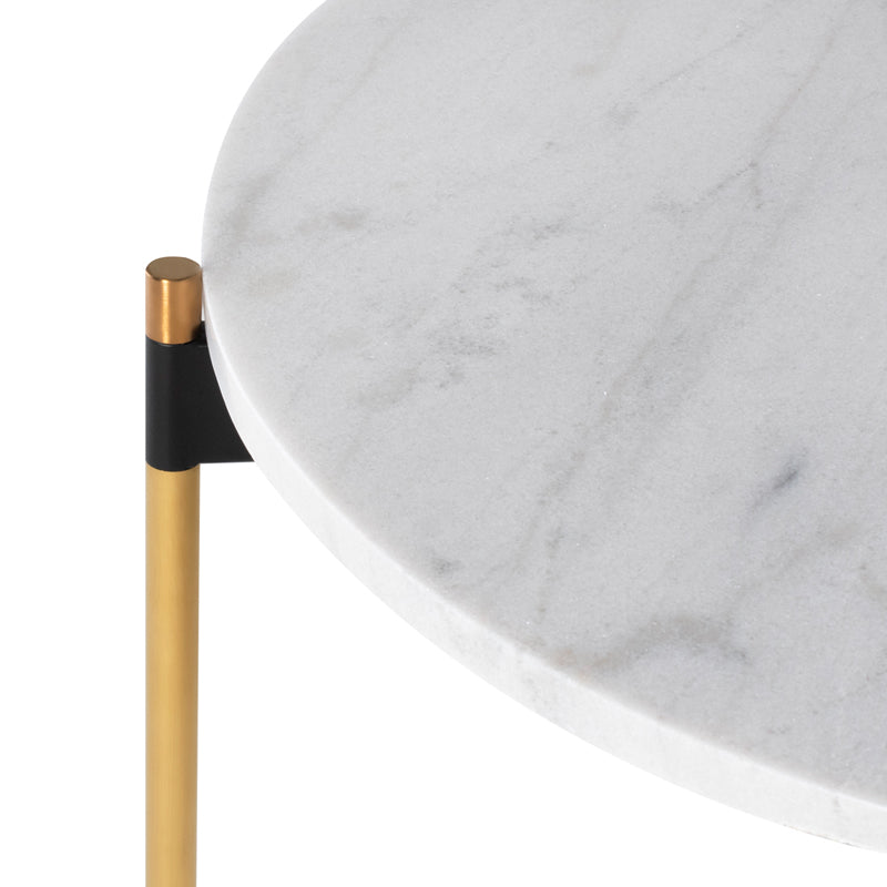 Pixie White Marble Top Brushed Gold Legs Side Table | Nuevo - HGNA486
