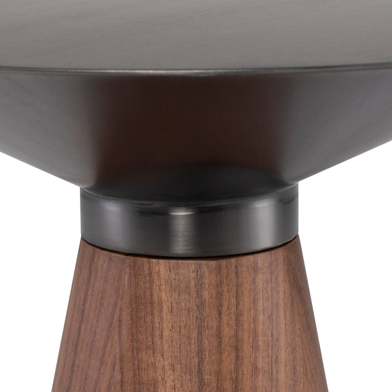 Iris Brushed Graphite Top Walnut Veneer Base Side Table | Nuevo - HGNA553