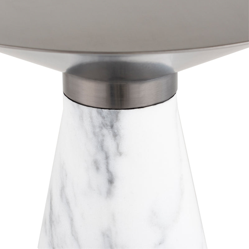 Iris Brushed Graphite Top White Marble Base Side Table | Nuevo - HGNA554