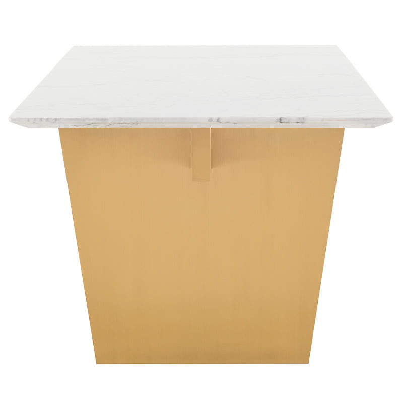 Aiden White Marble Top Brushed Gold Legs Dining Table | Nuevo - HGNA565