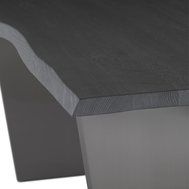 Aiden Oxidized Grey Oak Top Brushed Stainless Legs Dining Table | Nuevo - HGNA573