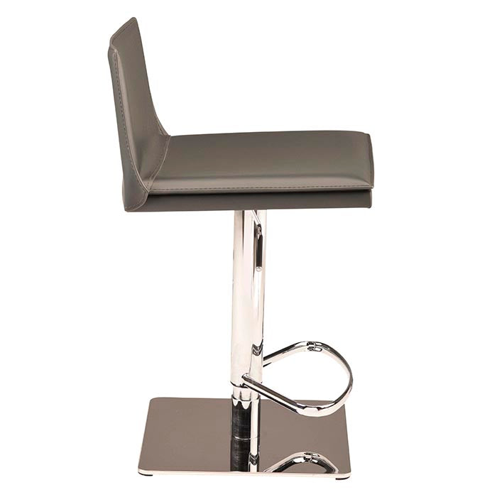 Palma Dark Grey Leather Seat Chrome Stainless Base Adjustable Stool | Nuevo - HGND115
