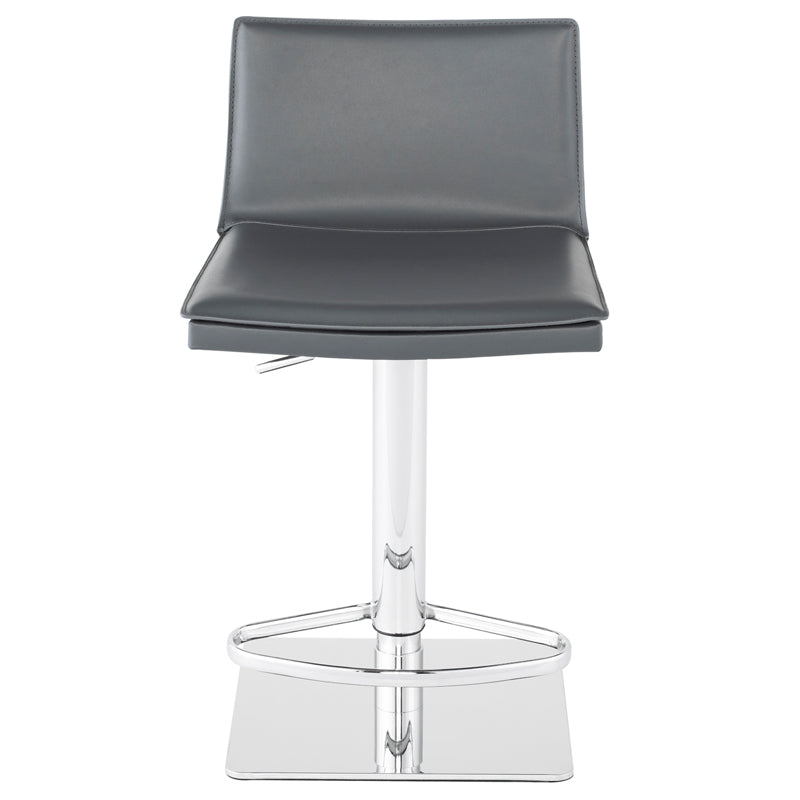Palma Dark Grey Leather Seat Chrome Stainless Base Adjustable Stool | Nuevo - HGND115