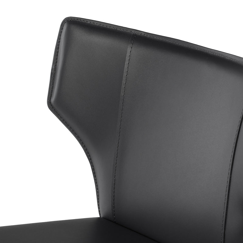 Wayne Dark Grey Leather Seat Brushed Stainless Legs Bar Stool | Nuevo - HGND142