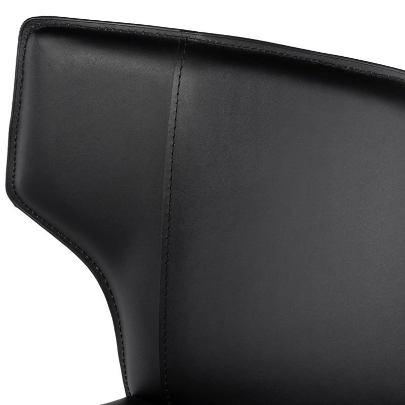 Wayne Black Leather Seat Brushed Stainless Legs Counter Stool | Nuevo - HGND145