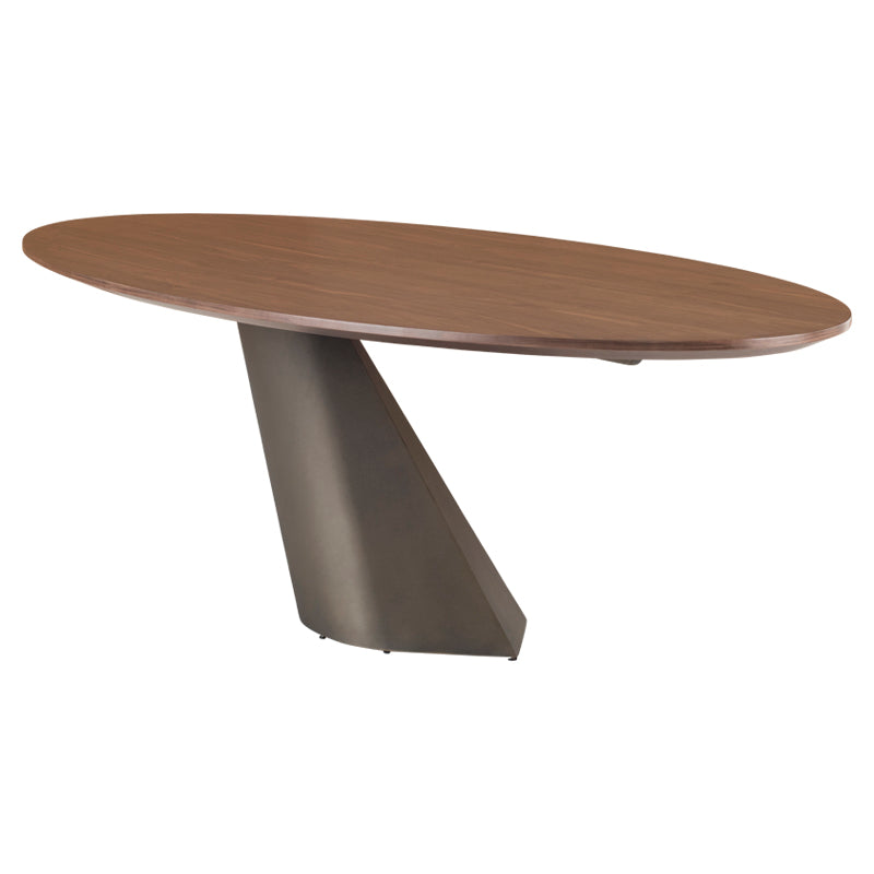 Oblo Walnut Veneer Cabinet Matte Bronze Base Dining Table | Nuevo - HGNE117