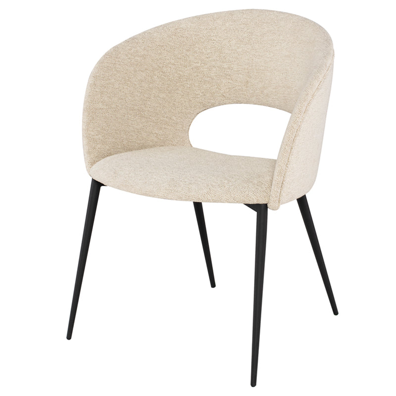 Alotti Shell Boucle Seat Matte Black Steel Legs Dining Chair | Nuevo - HGNE186