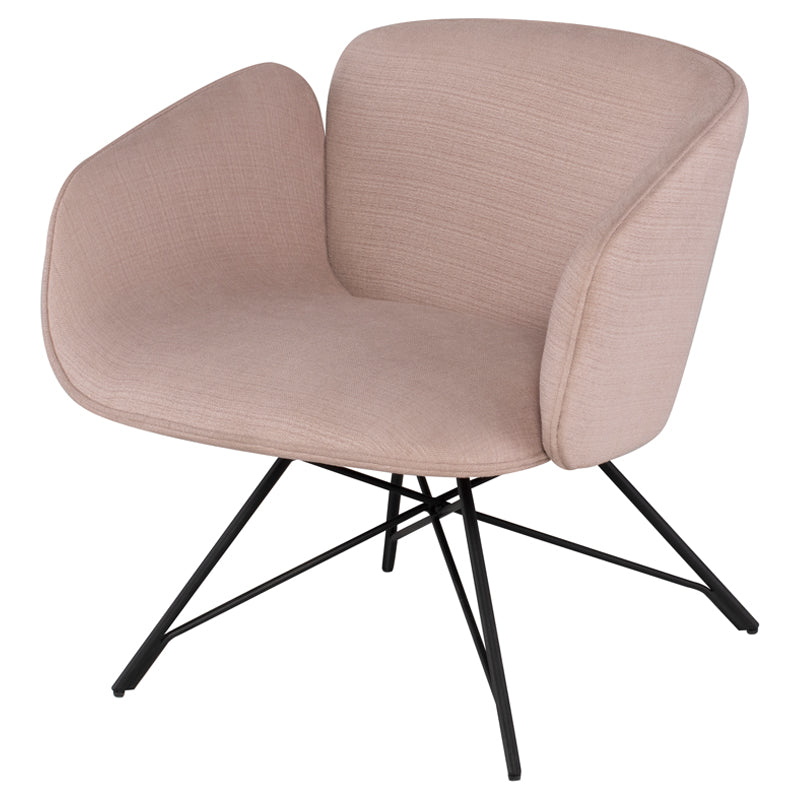 Doppio Mauve Fabric Seat Matte Black Steel Legs Occasional Chair | Nuevo - HGNE220