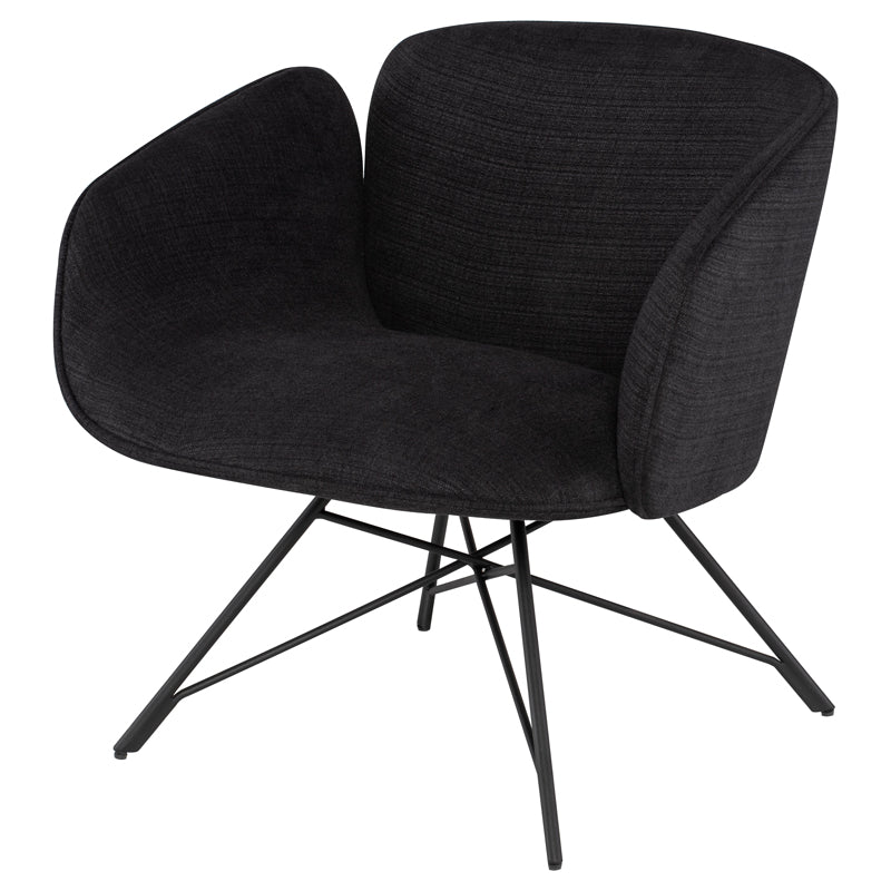 Doppio Coal Fabric Seat Matte Black Steel Legs Occasional Chair | Nuevo - HGNE221