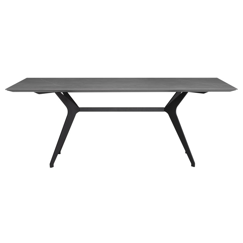 Daniele Grey Ceramic Top Matte Black Steel Legs Dining Table | Nuevo - HGNE270