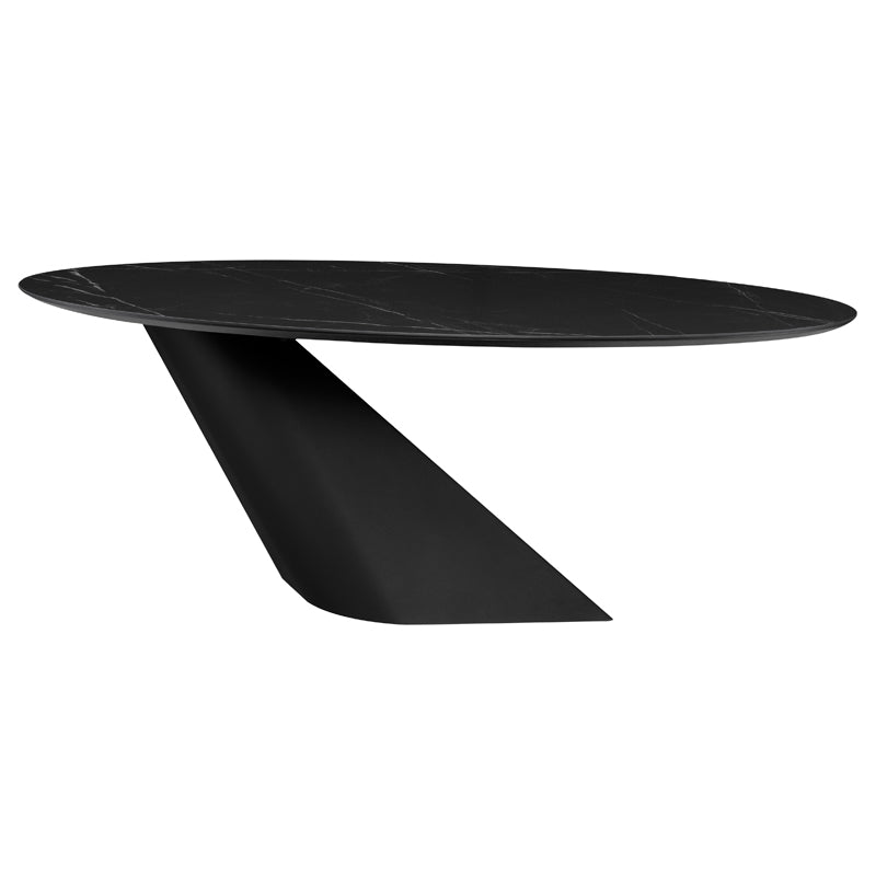 Oblo Black Ceramic Top Black Base Dining Table | Nuevo - HGNE278