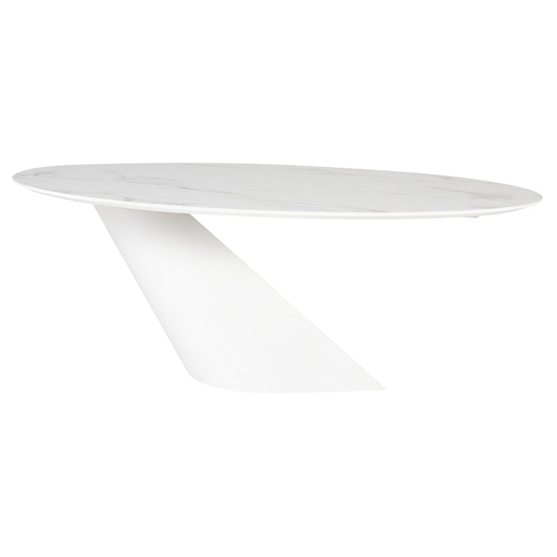 Oblo White Ceramic Top White Base Dining Table | Nuevo - HGNE282
