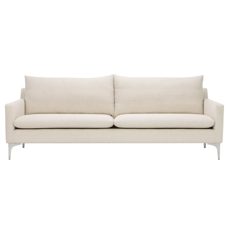 Anders Sand Fabric Seat Brushed Stainless Legs Sofa | Nuevo - HGSC108