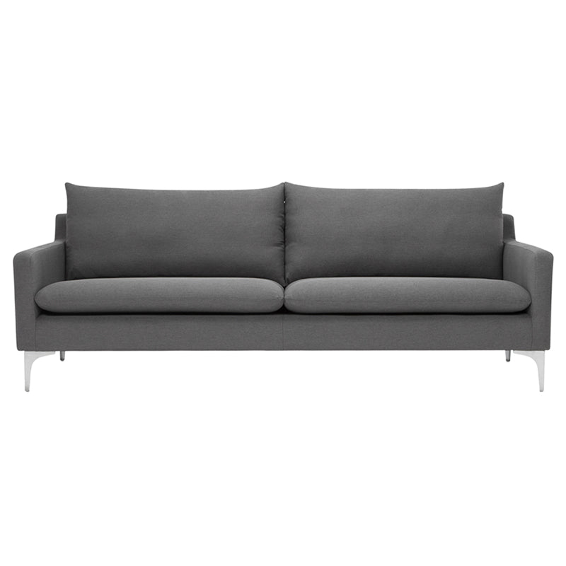 Anders Slate Grey Fabric Seat Brushed Stainless Legs Sofa | Nuevo - HGSC110