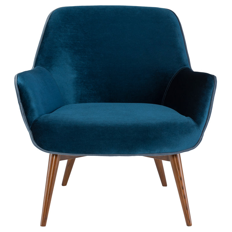 Gretchen Midnight Blue Fabric Seat Walnut Stained Ash Legs Occasional Chair | Nuevo - HGSC175