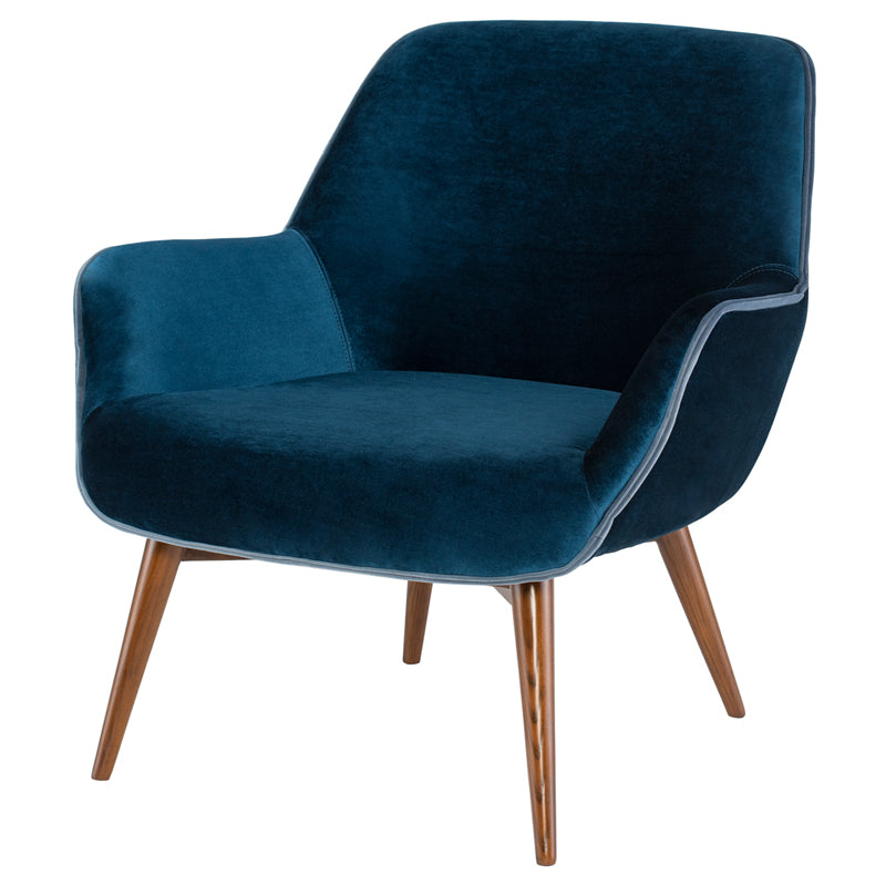 Gretchen Midnight Blue Fabric Seat Walnut Stained Ash Legs Occasional Chair | Nuevo - HGSC175