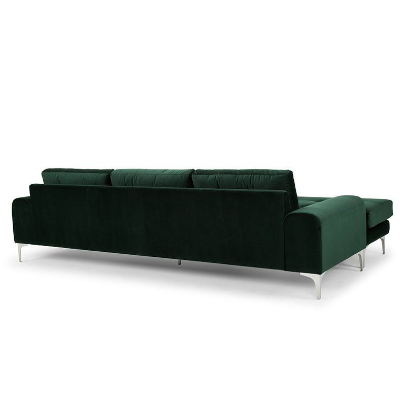 Colyn Emerald Green Velour Seat Brushed Stainless Legs Sectional | Nuevo - HGSC275