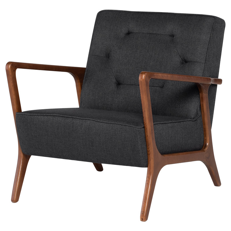 Eloise Storm Grey Fabric Seat Ash Stained Walnut Legs Occasional Chair | Nuevo - HGSC280