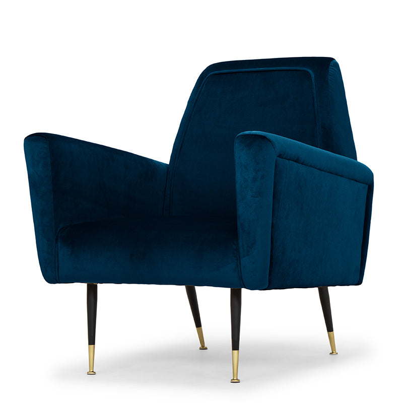Victor Midnight Blue Velour Seat Matte Black Legs Occasional Chair | Nuevo - HGSC298