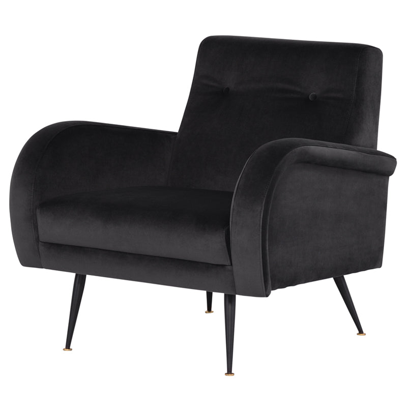 Hugo Shadow Grey Velour Seat Matte Black Legs Occasional Chair | Nuevo - HGSC314