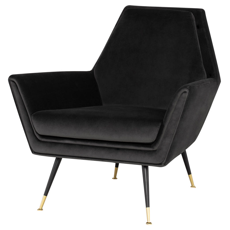 Vanessa Shadow Grey Velour Seat Matte Black Legs Occasional Chair | Nuevo - HGSC322