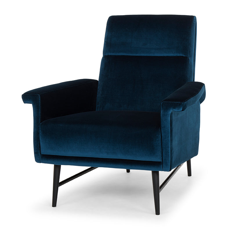 Mathise Midnight Blue Velour Seat Matte Black Legs Occasional Chair | Nuevo - HGSC345
