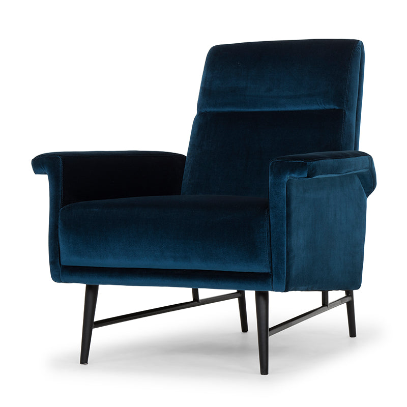 Mathise Midnight Blue Velour Seat Matte Black Legs Occasional Chair | Nuevo - HGSC345