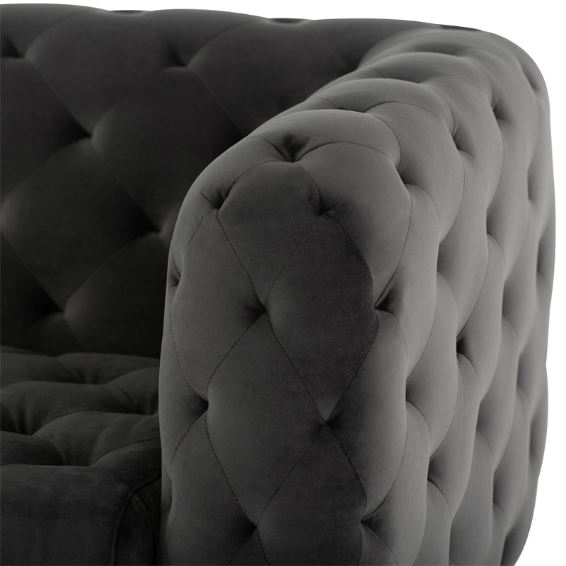Tufty Shadow Grey Velour Seat Matte Black Steel Legs Sofa | Nuevo - HGSC395