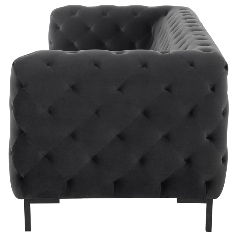 Tufty Shadow Grey Velour Seat Matte Black Steel Legs Sofa | Nuevo - HGSC395