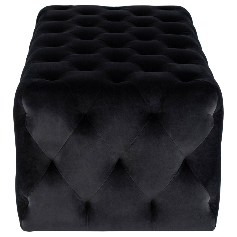 Tufty Black Velour Seat Ottoman | Nuevo - HGSC461