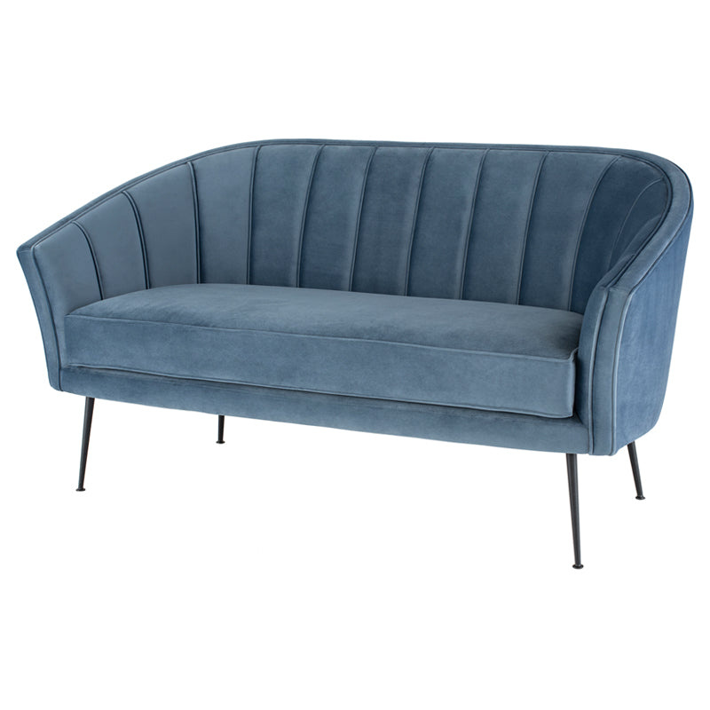 Aria Dusty Blue Seat Matte Black Steel Legs Sofa | Nuevo - HGSC476