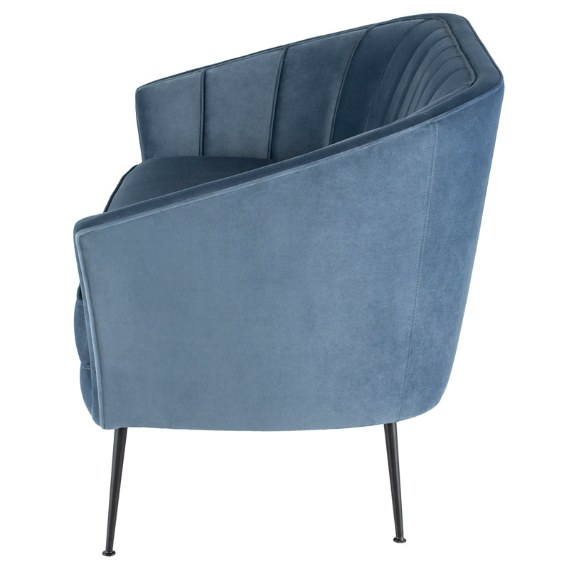 Aria Dusty Blue Seat Matte Black Steel Legs Sofa | Nuevo - HGSC476