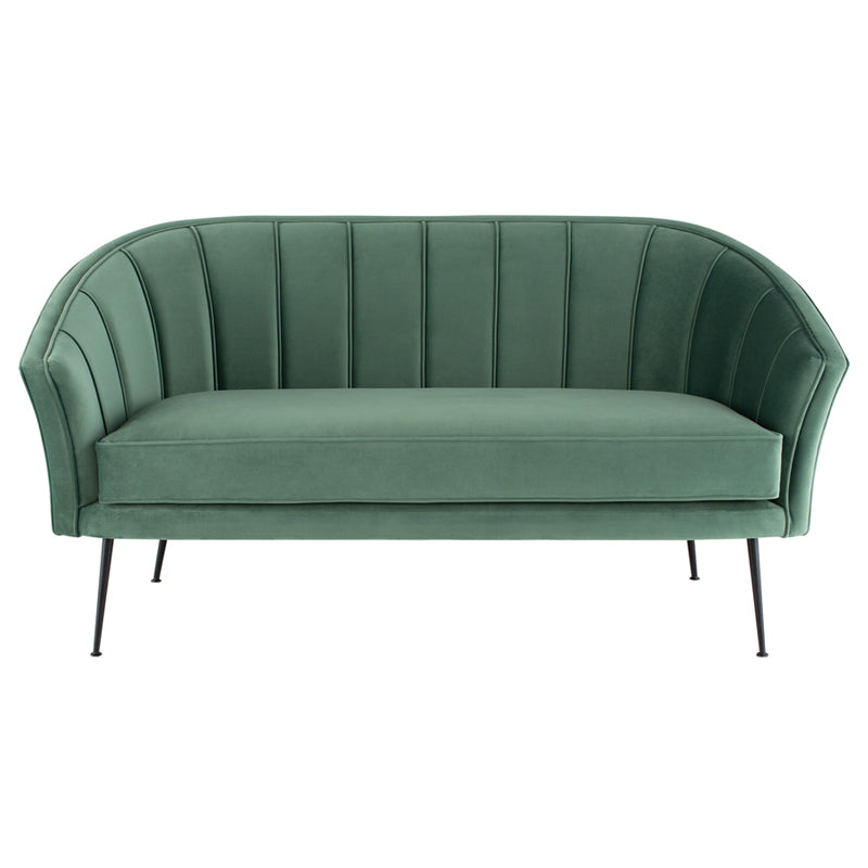 Aria Moss Velour Seat Matte Black Steel Legs Sofa | Nuevo - HGSC478