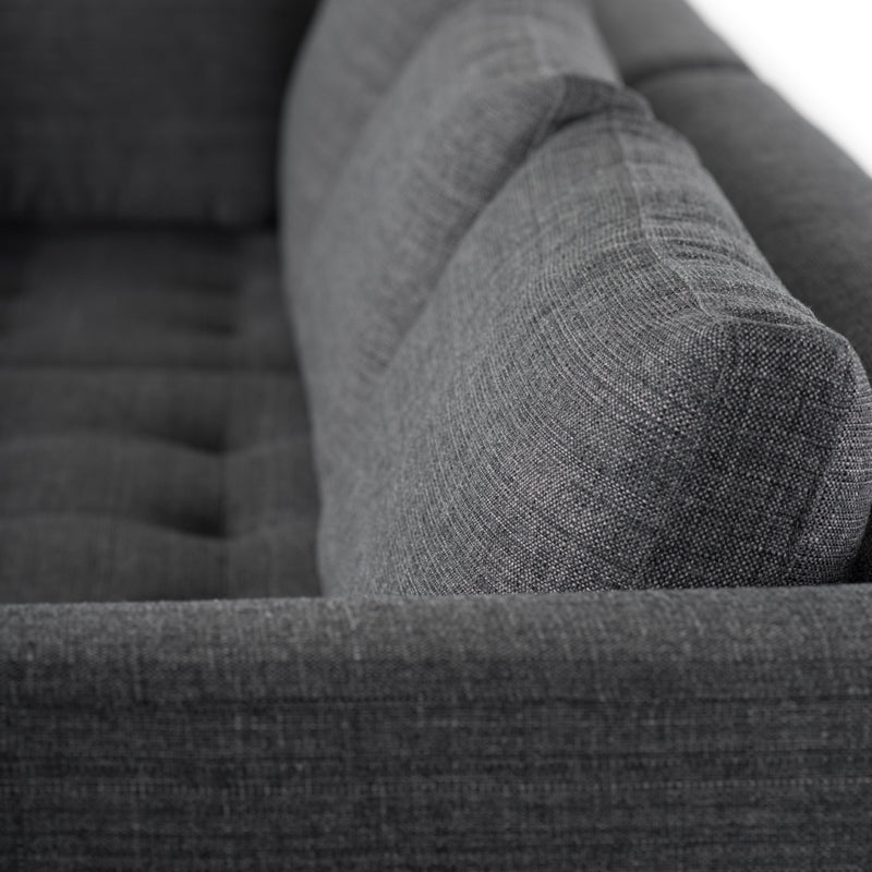 Janis Dark Grey Tweed Seat Matte Black Steel Legs Sectional | Nuevo - HGSC524