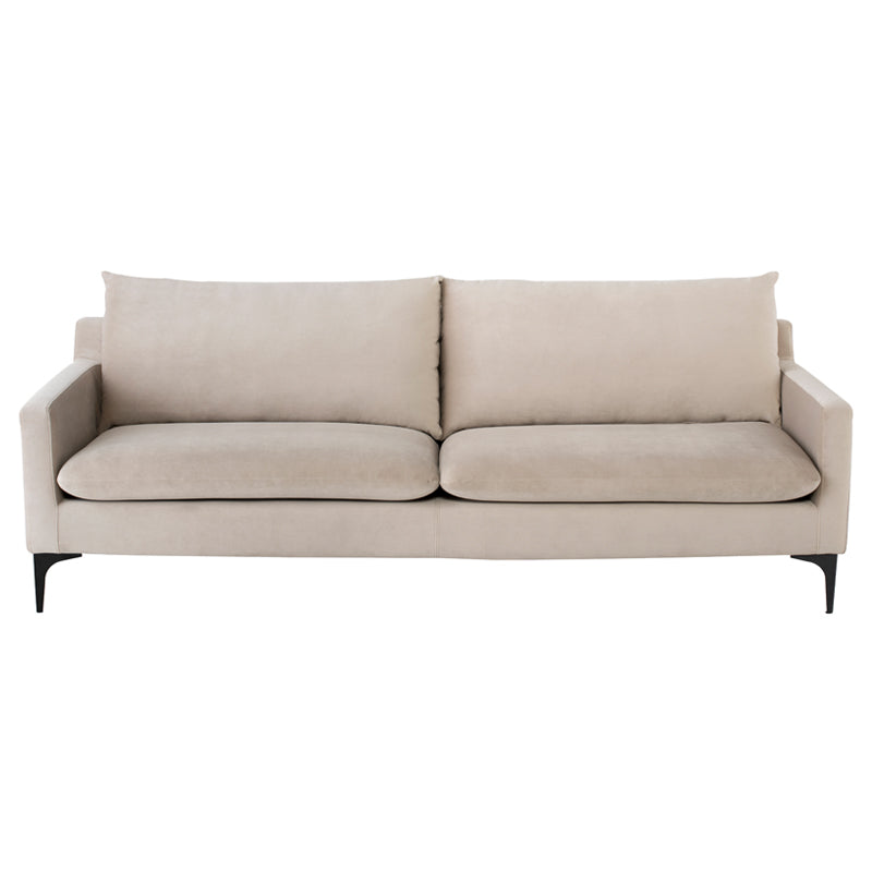 Anders Nude Velour Seat Matte Black Legs Sofa | Nuevo - HGSC569