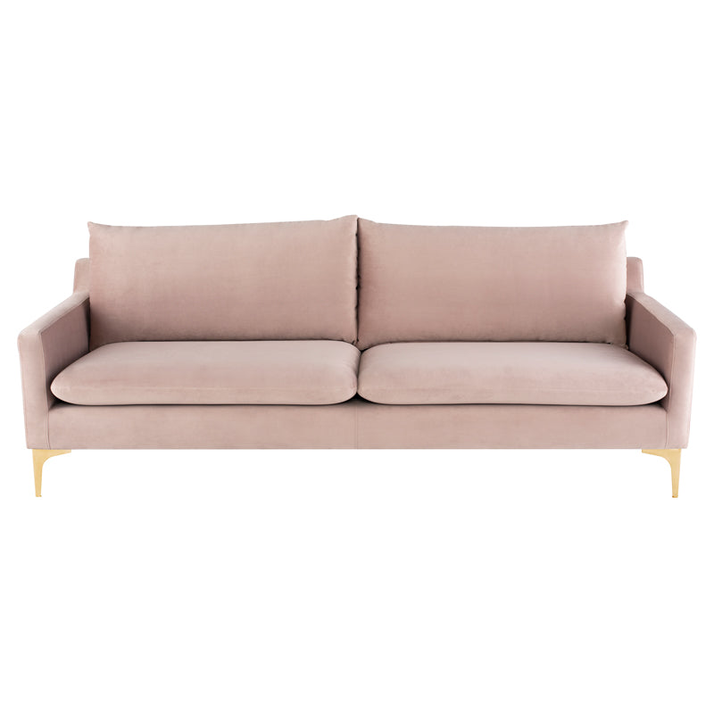 Anders Blush Velour Seat Brushed Gold Legs Sofa | Nuevo - HGSC577