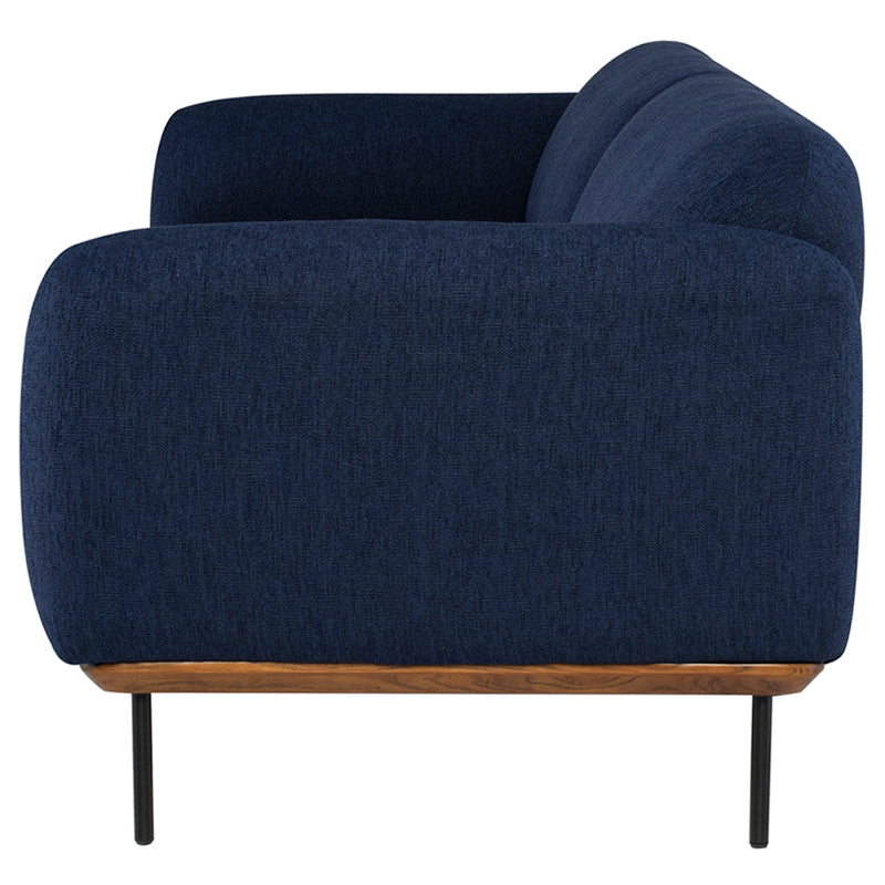 Benson True Blue Boucle Seat Matte Black Steel Legs Sofa | Nuevo - HGSC628
