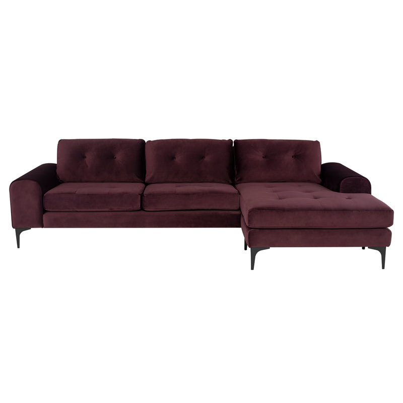 Colyn Mulberry Velour Seat Matte Black Steel Legs Sectional | Nuevo - HGSC636