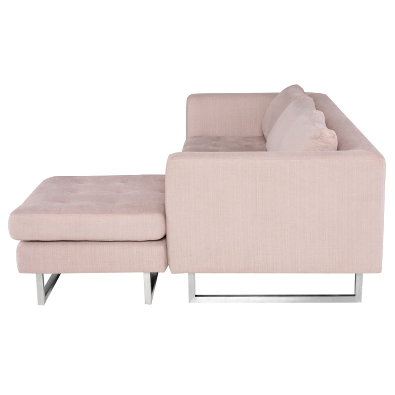 Matthew Mauve Fabric Seat Stainless Legs Sectional | Nuevo - HGSC666