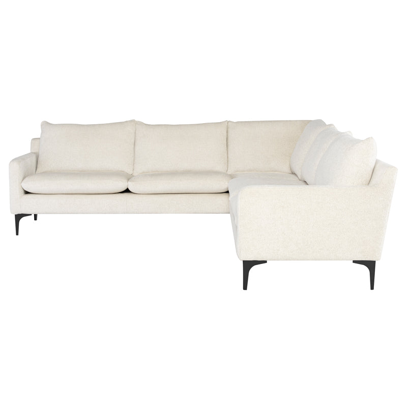 Anders Coconut Matte Black Legs L Sectional | Nuevo - HGSC811