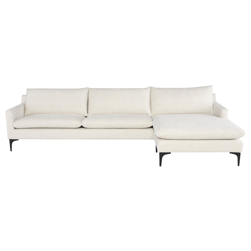 Anders Coconut Matte Black Legs Sectional | Nuevo - HGSC813