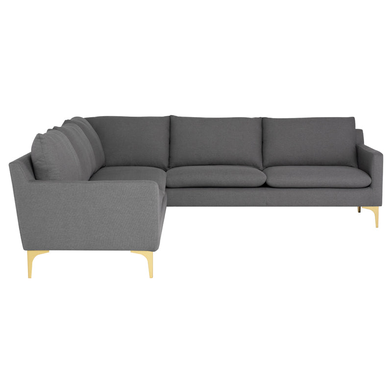 Anders Slate Grey Brushed Gold Legs L Sectional | Nuevo - HGSC831
