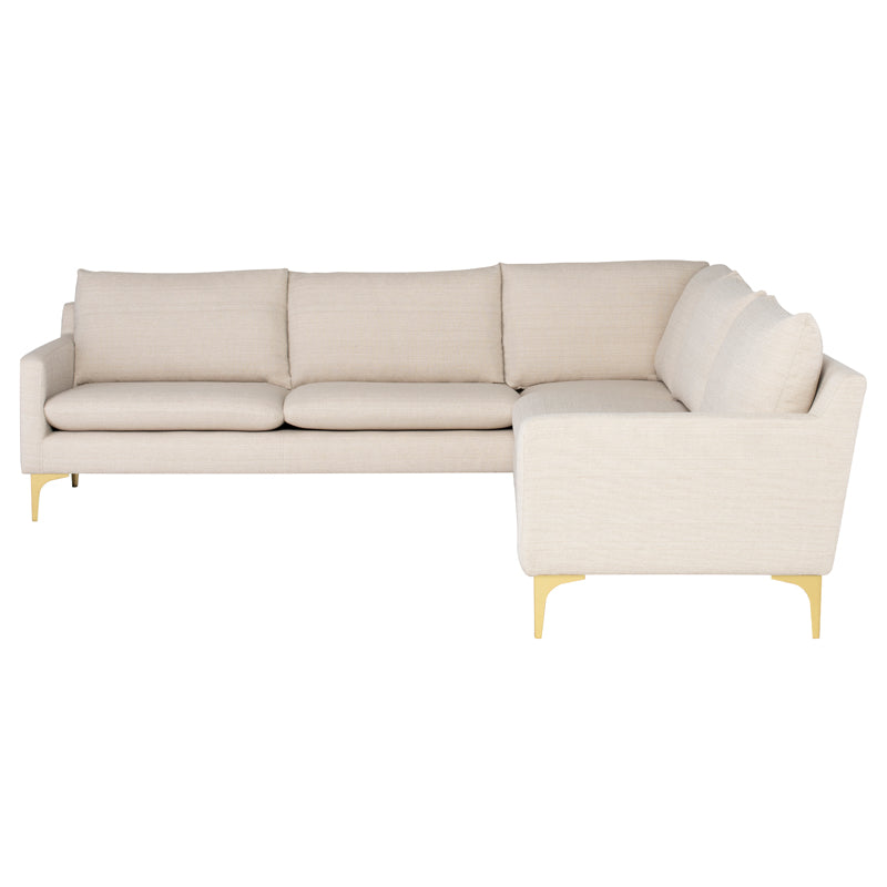 Anders Sand Brushed Gold Legs L Sectional | Nuevo - HGSC834