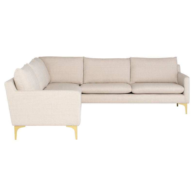 Anders Sand Brushed Gold Legs L Sectional | Nuevo - HGSC834