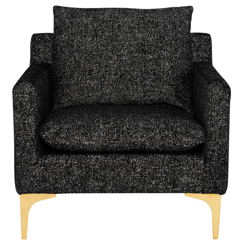 Anders Salt & Pepper Brushed Gold Legs Occasional Chair | Nuevo - HGSC842